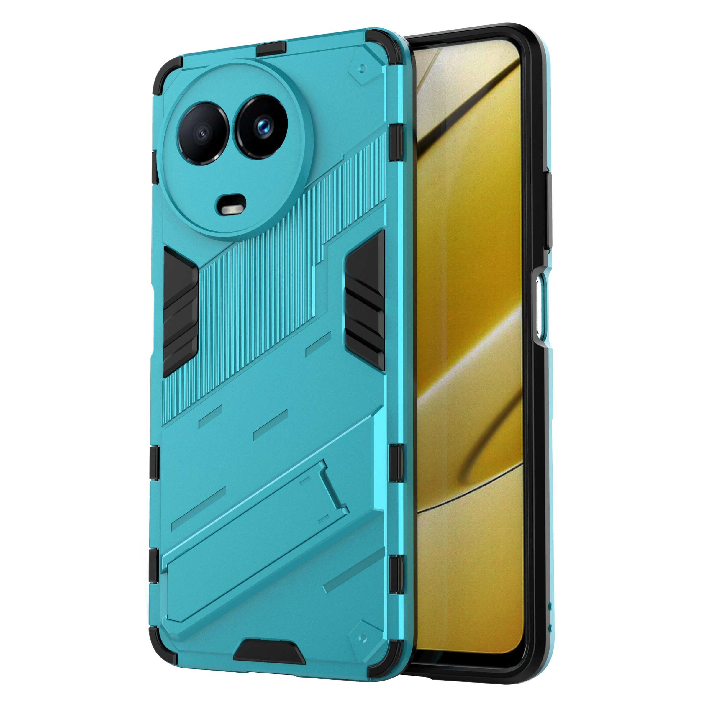 

Drop-proof Case for Realme 11x 5G / 11 5G (Global) PC+TPU Protective Cell Phone Cover with Kickstand - Baby Blue