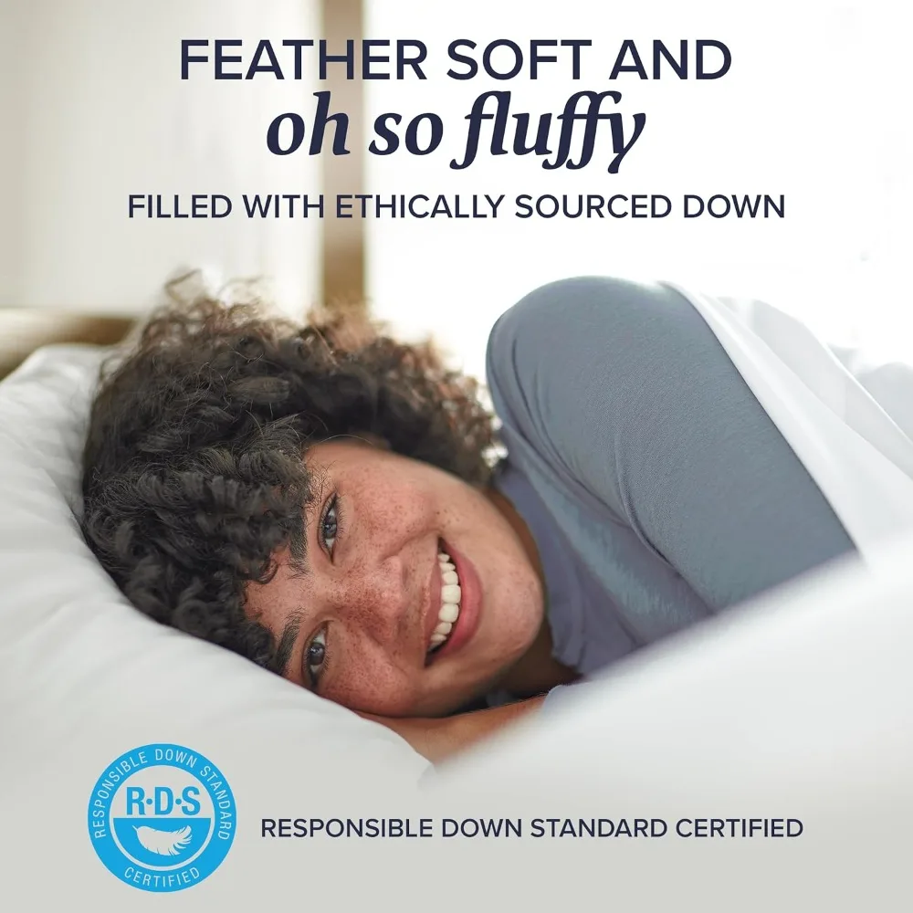 طقم وسائد سرير بحجم كينج مكون من قطعتين - وسادة سفلية للنوم - الظهر أو المعدة أو الجانب - توصيل مجاني #2