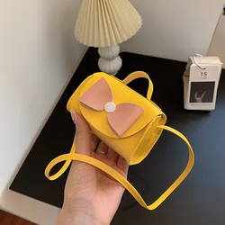 Bolso cruzado de cuero PU con lazo para niños, bolsa de aperitivos, ropa a juego, moda urbana, combina con todo