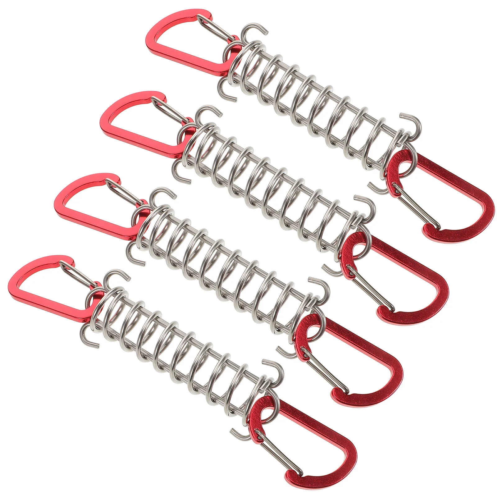 

4 Pcs Outdoor Tent Accessories Camping Rope Buckle Carabiner Tensioner Spring Silver Accessory