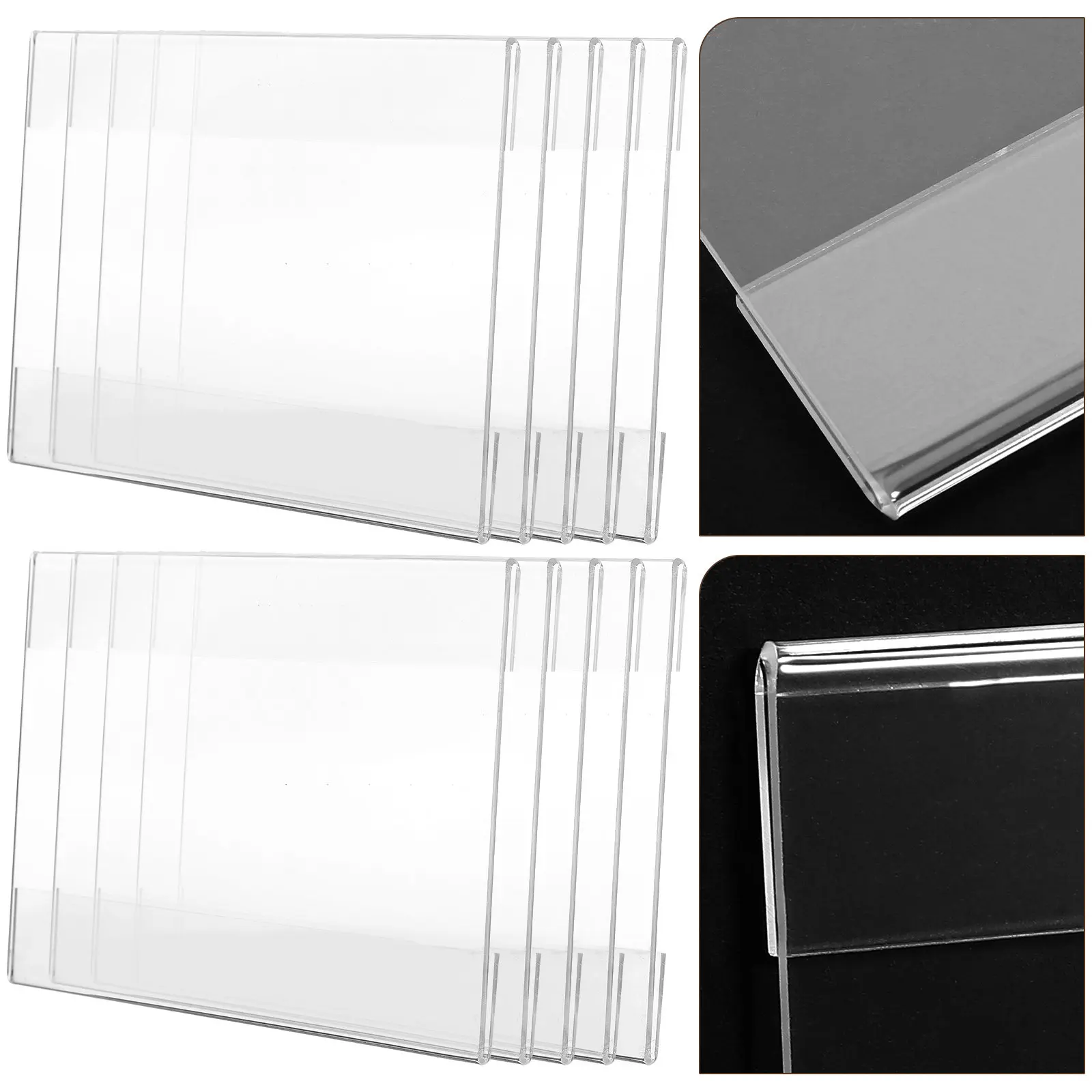 10Pcs Wall Mounted Price Tag Holder Acrylic Clear Sign Display Shelf Label Holder Store Price Signs Indoor Outdoor Use