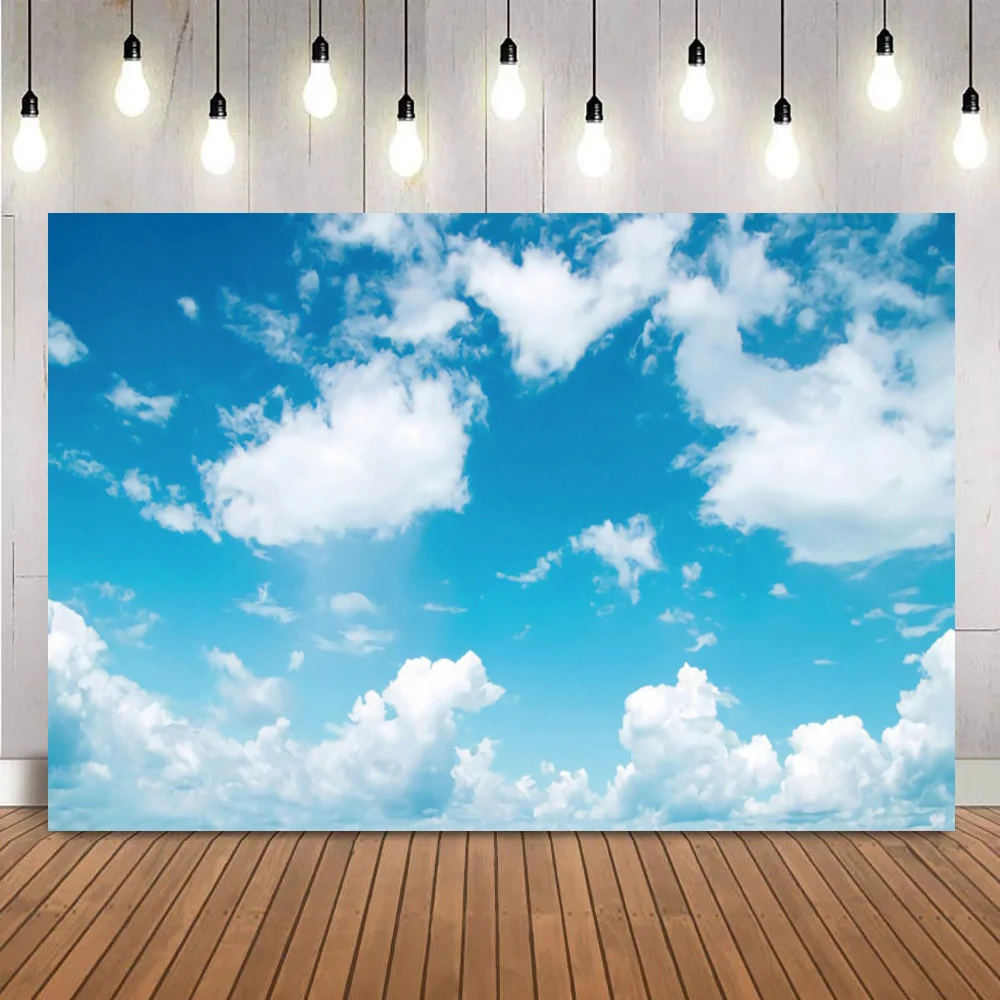 Fondo de cumpleaños de cielo azul Natural para despedida de soltera, suministros de decoración de boda, pancarta de niño o niña, fondo decorativo