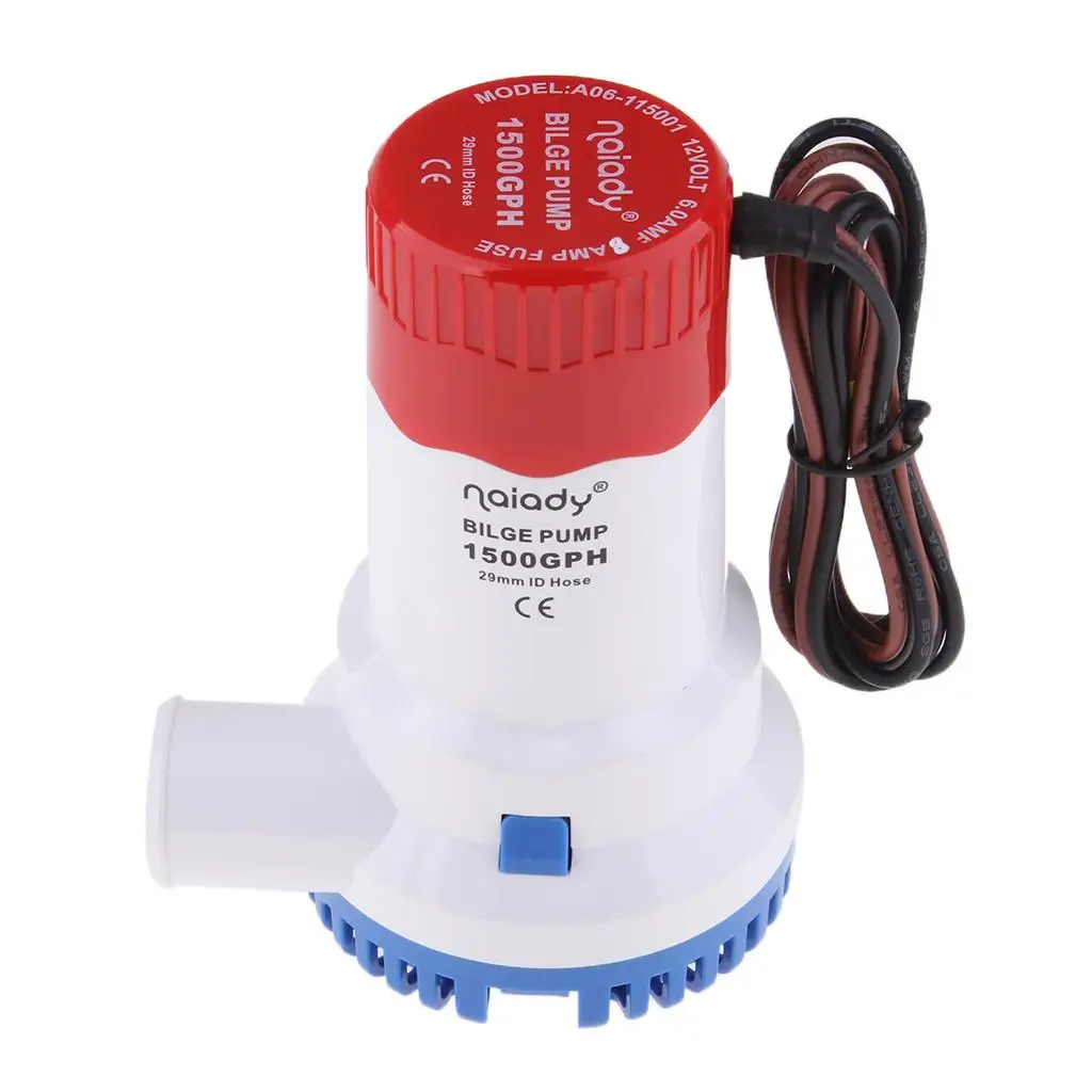 

12V DC 1500GPH Automatic Bilge Pump Boat Submersible Bilge Pump 1-1/8'' Outlet