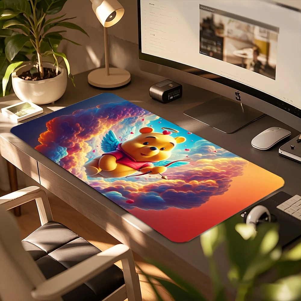 くまのプーさん 特大ゲーミング＆オフィスデスクマット - 公式くまのプーさん＆ティガーのデザイン、滑り止め表面、コンピューターキーボード