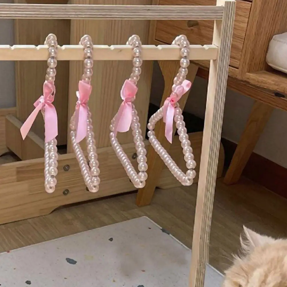 

6Pcs Hangers Pearl Decor Small Size Clothes Hangers Closet Organizer Plastic Coat Hanger for Pet Clothes Hanger