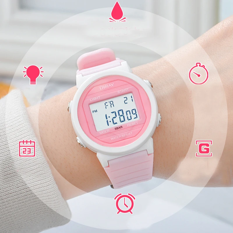 Reloj deportivo para niños, pulsera Digital LED resistente al agua, 5bar, versión mejorada