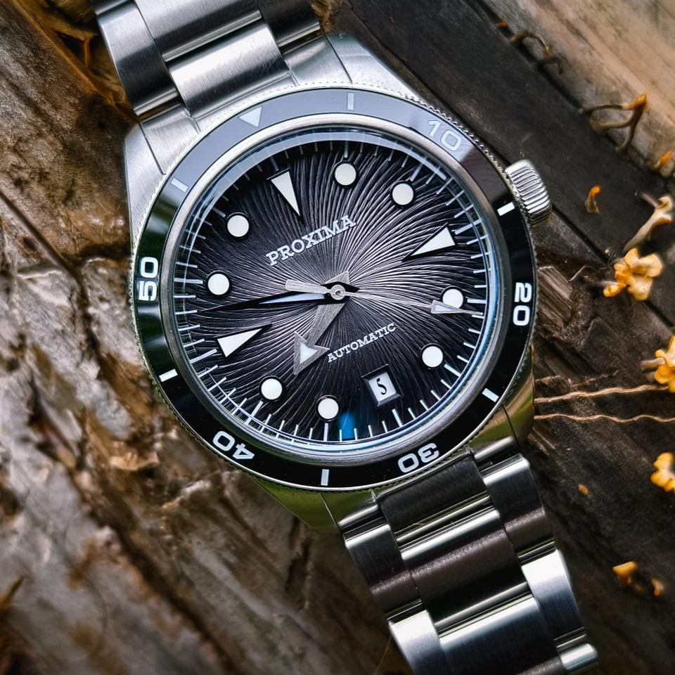 Proxima PX1749 39mm Men Diver Watch Spiral Vortex Dial Luxury