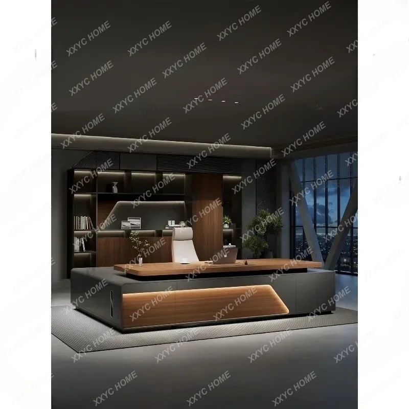 XX Modern simple solid wood desk, light luxury, high-end boss supervisor, chairperson of the board, LED table
