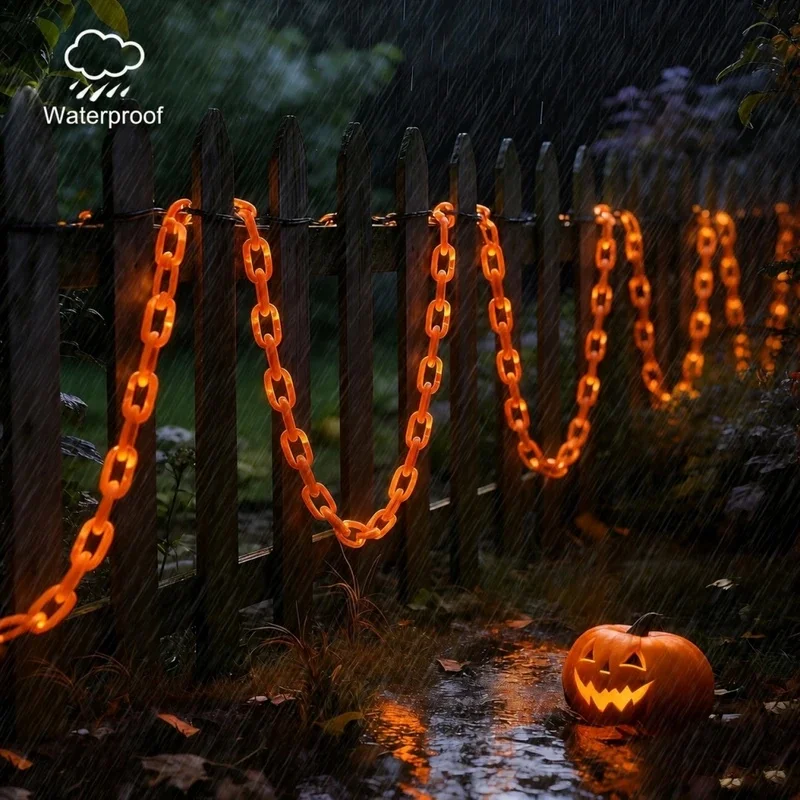 Solar Halloween Chain Lights LED Glowing Chain String Light Outdoor Yard Graveyard Party Decorations