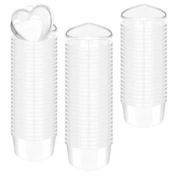100 Pcs 2.4 Oz Valentine'S Day Heart Shaped Containers Plastic Box with Lids Reusable Small Portion Cups