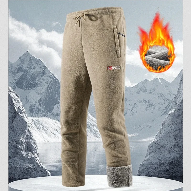 Winter Polar Fleece Pants Men High Quality Wool Lined Thicken Warm Trousers Men 2025 Autumn Outdoor Camping Workwear Sweatpants