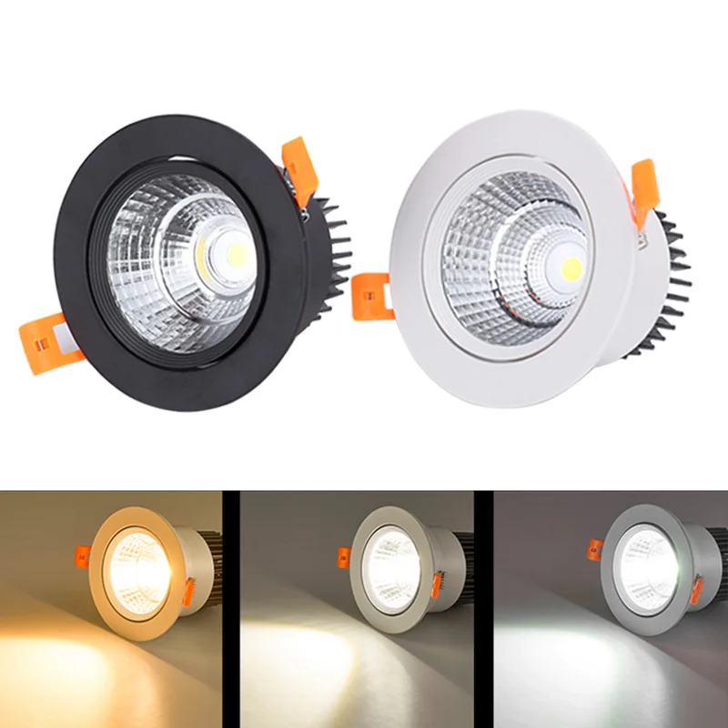 

Светодиодные потолочные светильники COB, диммируемые, встраиваемые, 5Вт, 7Вт, 9Вт, 12Вт, 15Вт, 18Вт, точечные светильники для потолка, AC85-265V, светодиодные потолочные лампы, внутреннее освещение