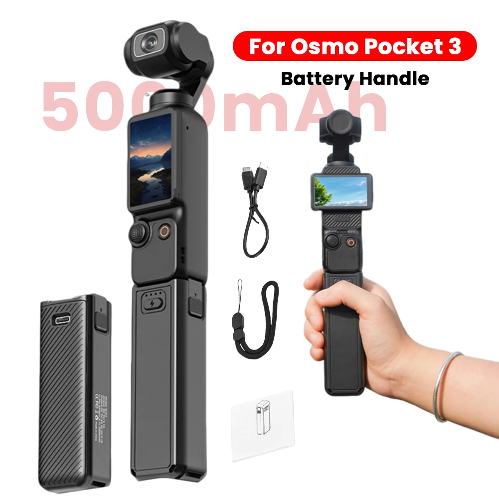 �y�Z�[�����zDJI Osmo Pocket 3�p 5000mAh�o�b�e���[�n���h�� �n���h�w���h�p���[�o���N TYPE-C�[�d �A�N�V�����J�����[�d�n���h�� Osmo Pocket 3�Ή�