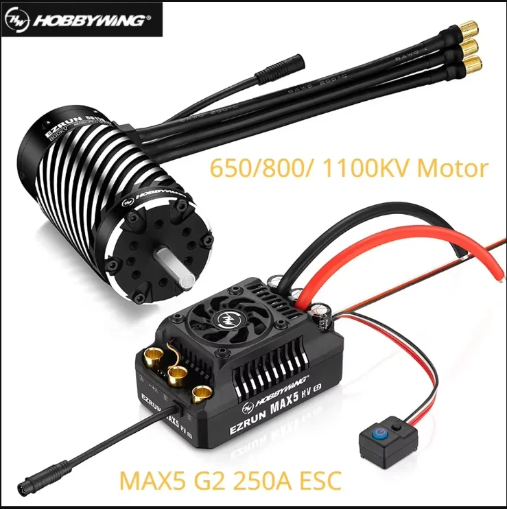 wedzkowo HOBBYWING EZRUN MAX5 HV G2 250A ESC 56118SD Silniki bezszczotkowe z czujnikiem do modeli samochodów 1/5 RC Buggy Akcesoria