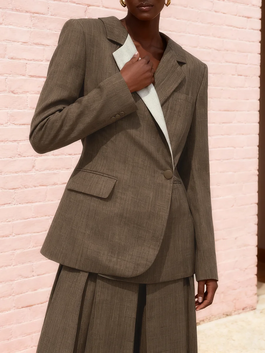 VGH Giacche eleganti da pendolare dimagranti per donna Scollo a V Manica lunga Tasche impiombate Giacca autunnale firmata Stile moda femminile