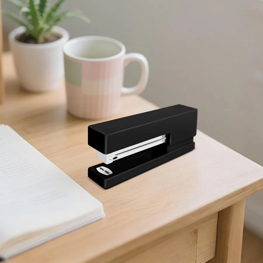 Офисный настольный степлер емкостью 25 листов с скобами 830 и удаленными скобами для стола, нескользящий для школы, дома, черный