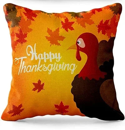 Thanksgiving Turkey Pillowcase Home Decorations Linen Square Cushion Cover 45 X45 40x40cm Pillow Case