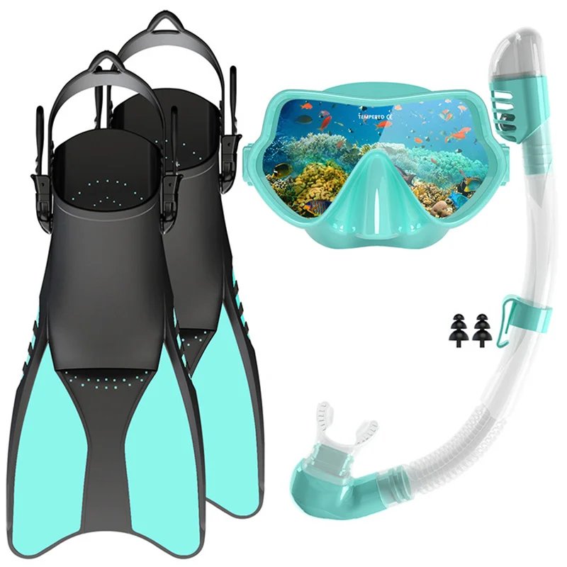 Diving Mask Snorkel Flippers Adjustable Underwater Acceleration Flippers Soft Silicone Professional Diving Supplies