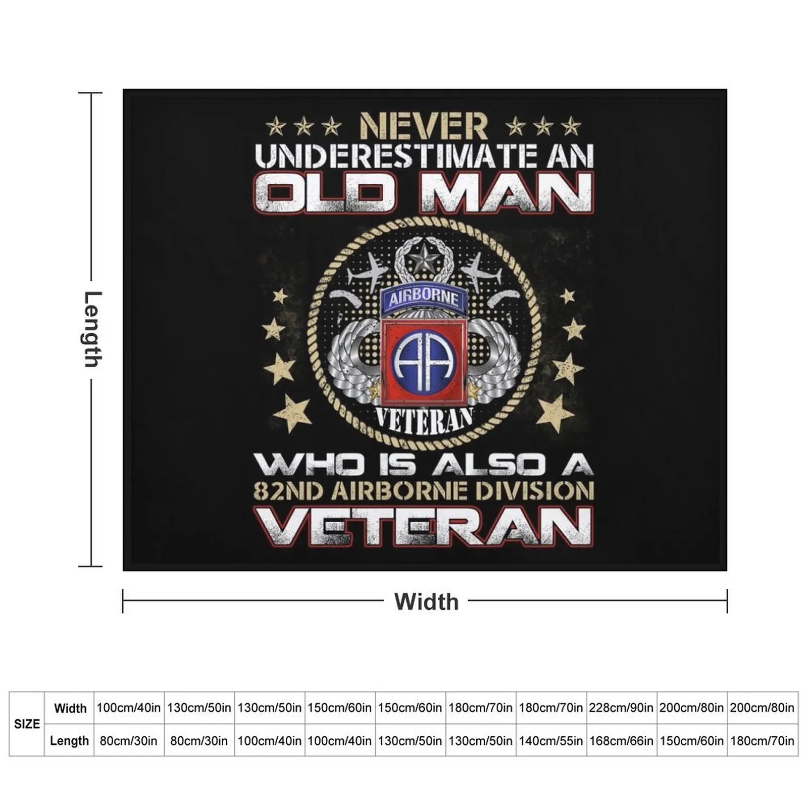 Mens Never Underestimate An Old Man Who Is Also An 82nd Airborne Throw Blanket Warm Thermals For Travel Blankets