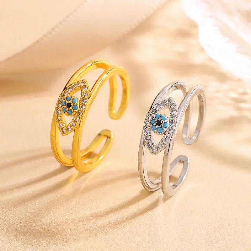 

Women's Evil Eye Ring Inlaid Zircon Adjustable Open Band Non-tarnish Fashion Daily Accessories