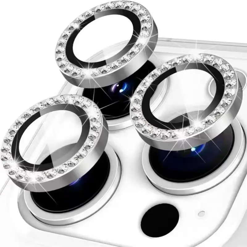 2-3Pcs Diamond Camera Protector for IPhone 14 15 Pro Max 12 Pro Tempered Glass Metal Rings Lens Case IPhone 12 11 Mini 14plus image 6