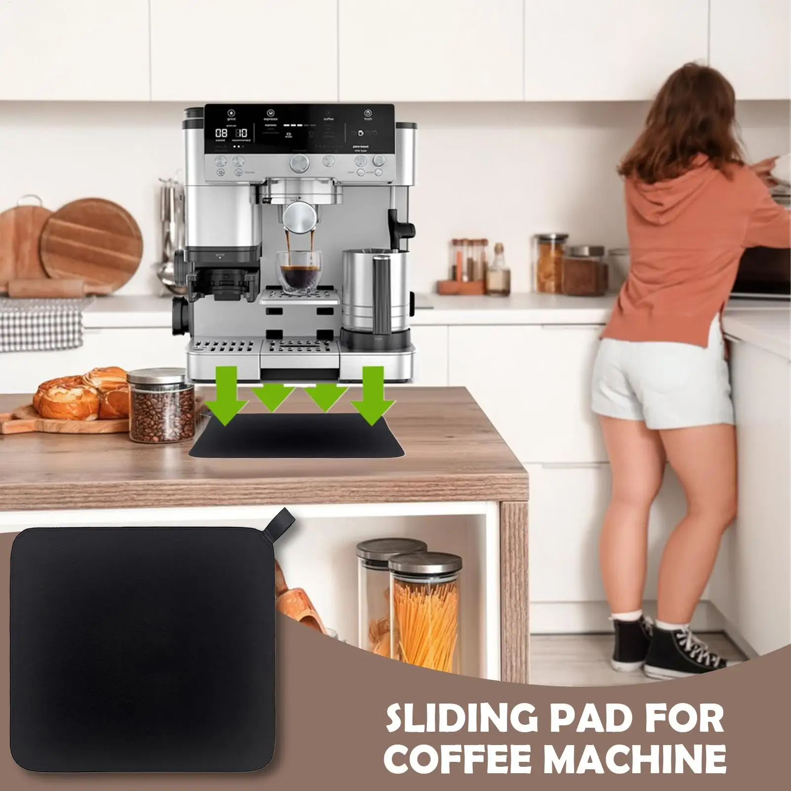 Counter Slider For Coffee Maker Anti-Slip Sliding Pad For Kitchen Countertop Rubber Protector For Renters Hotel Dorm Home