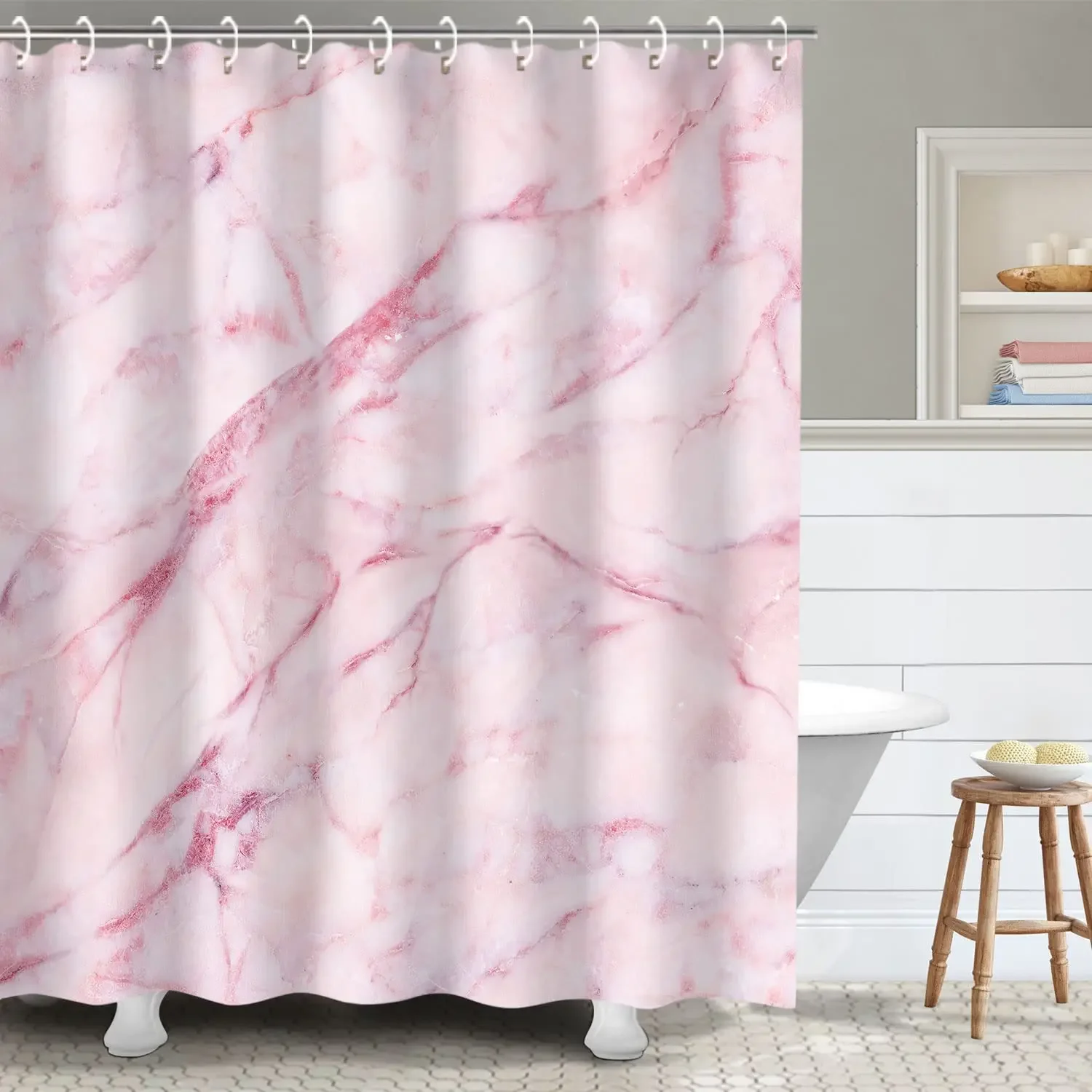 Watercolor Ombre Marble Printed Bathroom Shower Curtain Waterproof Polyester Fabric Home Decoration Bathtub Screen with Hooks