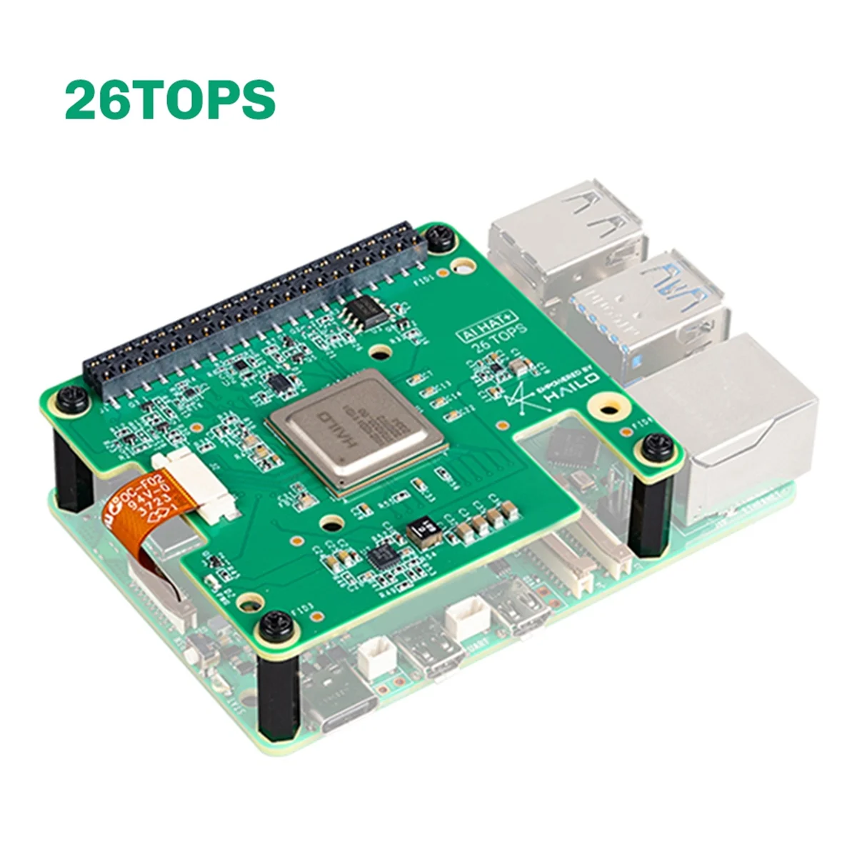 สําหรับ Raspberry Pi 5 AI HAT + ชุดบอร์ดขยาย, 26 Tops โมดูลปัญญาประดิษฐ์ AI HAT
