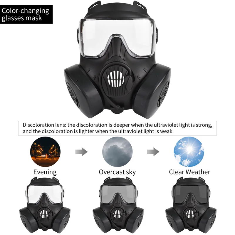 zlangsports Color Changing Tactical Paintball Airsoft Full Face Mask with Double Fans CS Cosplay Protective Masks