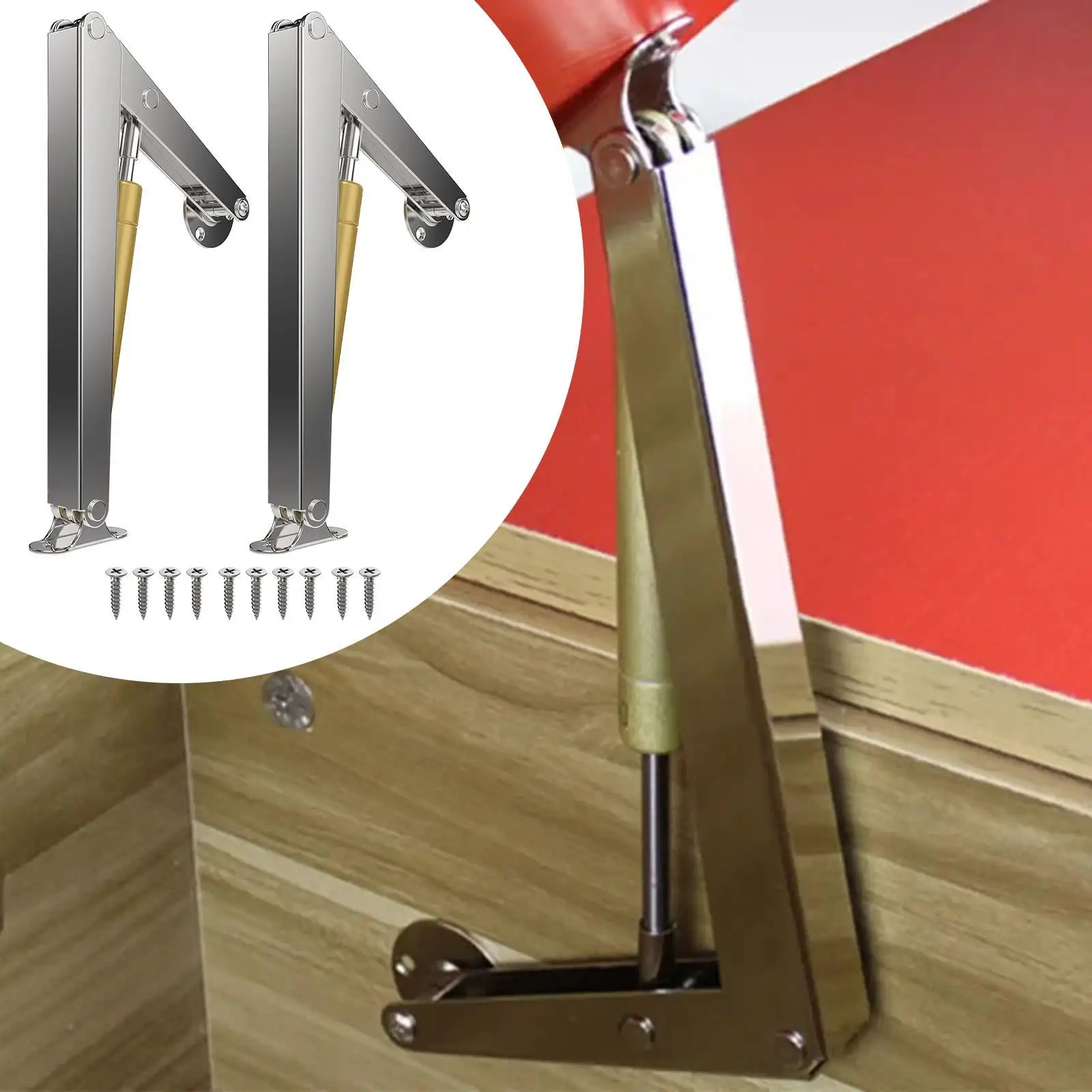 2x แก๊ส Struts ประตูตู้เฟอร์นิเจอร์สังกะสีอัลลอยด์ Trailer Lift บานพับ