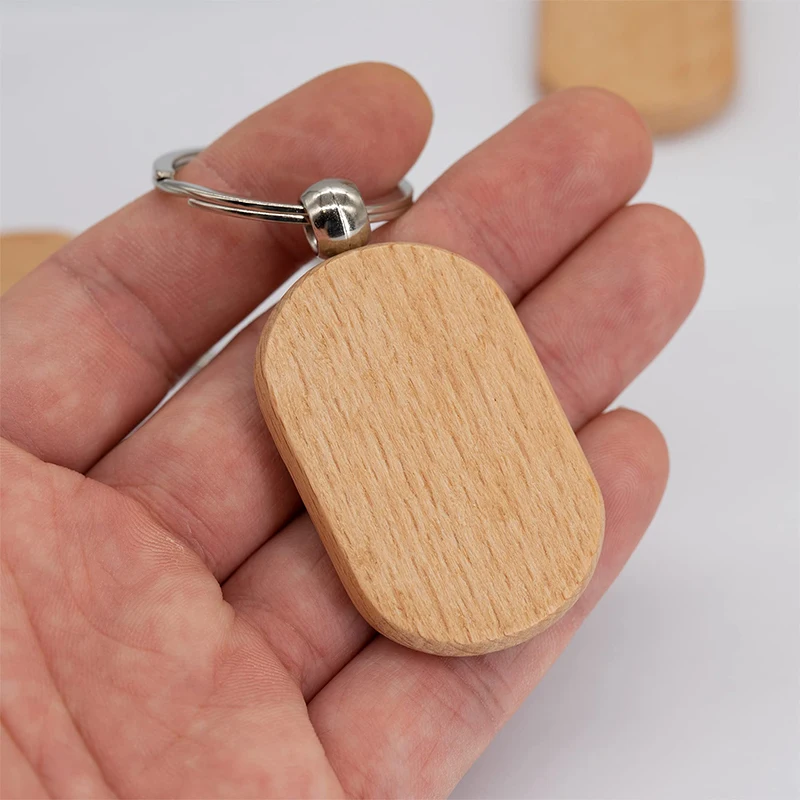 LLavero de madera piezas, accesorio de madera en blanco, redondo, cuadrado, sin terminar, 10 unidades