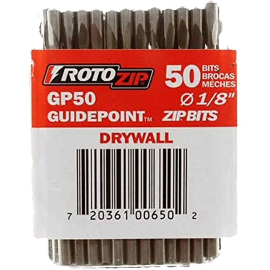 

GP50 1/8-Inch Drywall Guidepoint Cutting Bits 50-Pack Cutting Drywall For use with Roto Zip Spiral Saw