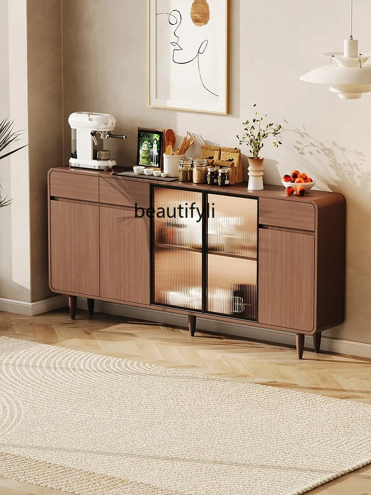 A15 Szafka kredensowa z litego drewna Zintegrowana ściana Wąska nowoczesna prosta salon Domowa szafka na wino Ultra cienka szafka