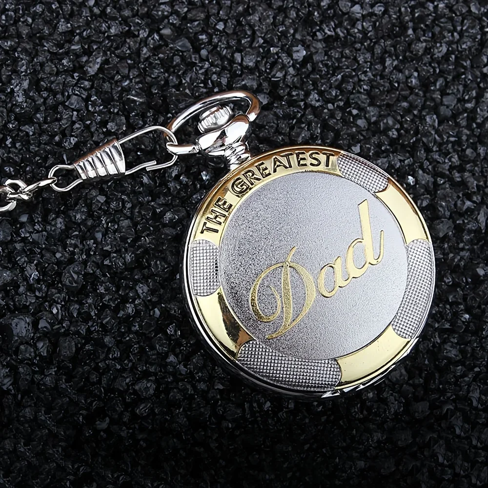 "Dad" Retro Pocket Quartz Watch Father's Best Gift Trendy Pocket Watch Pendant Necklace Clothing Accessories For Men image 5