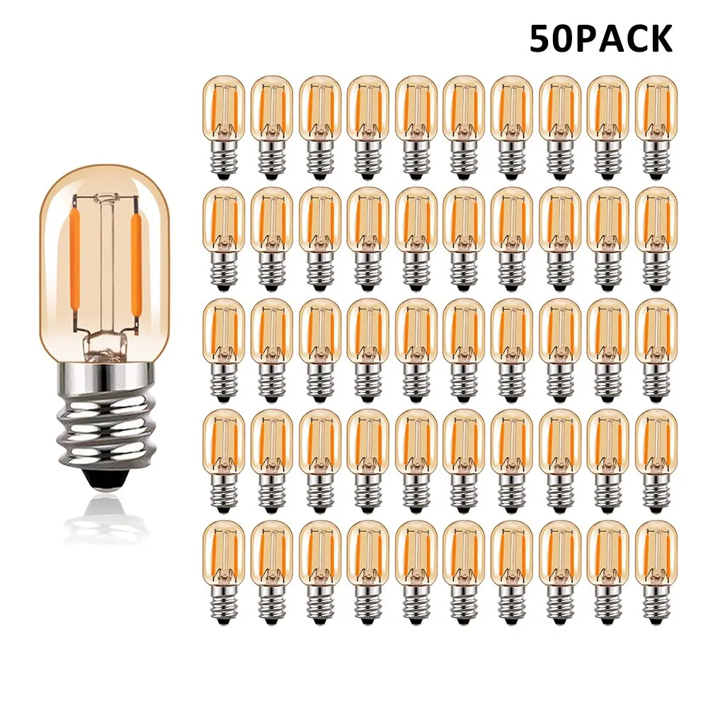 50PCS Vintage LED Filament Light Bulb E12 T22 1W 220V 110V Amber Glass Mini Night Lamp Ampoule Street Garland Chandelier Bulbs