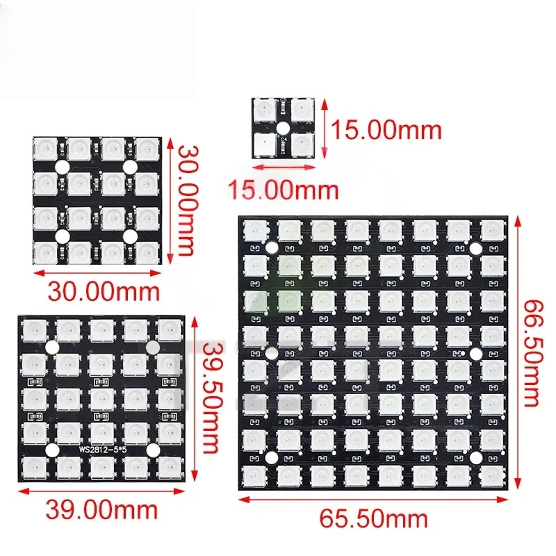 Matryca LED XZG WS2812 5050 RGB 8x8 4 16 25 64 LED do — 2