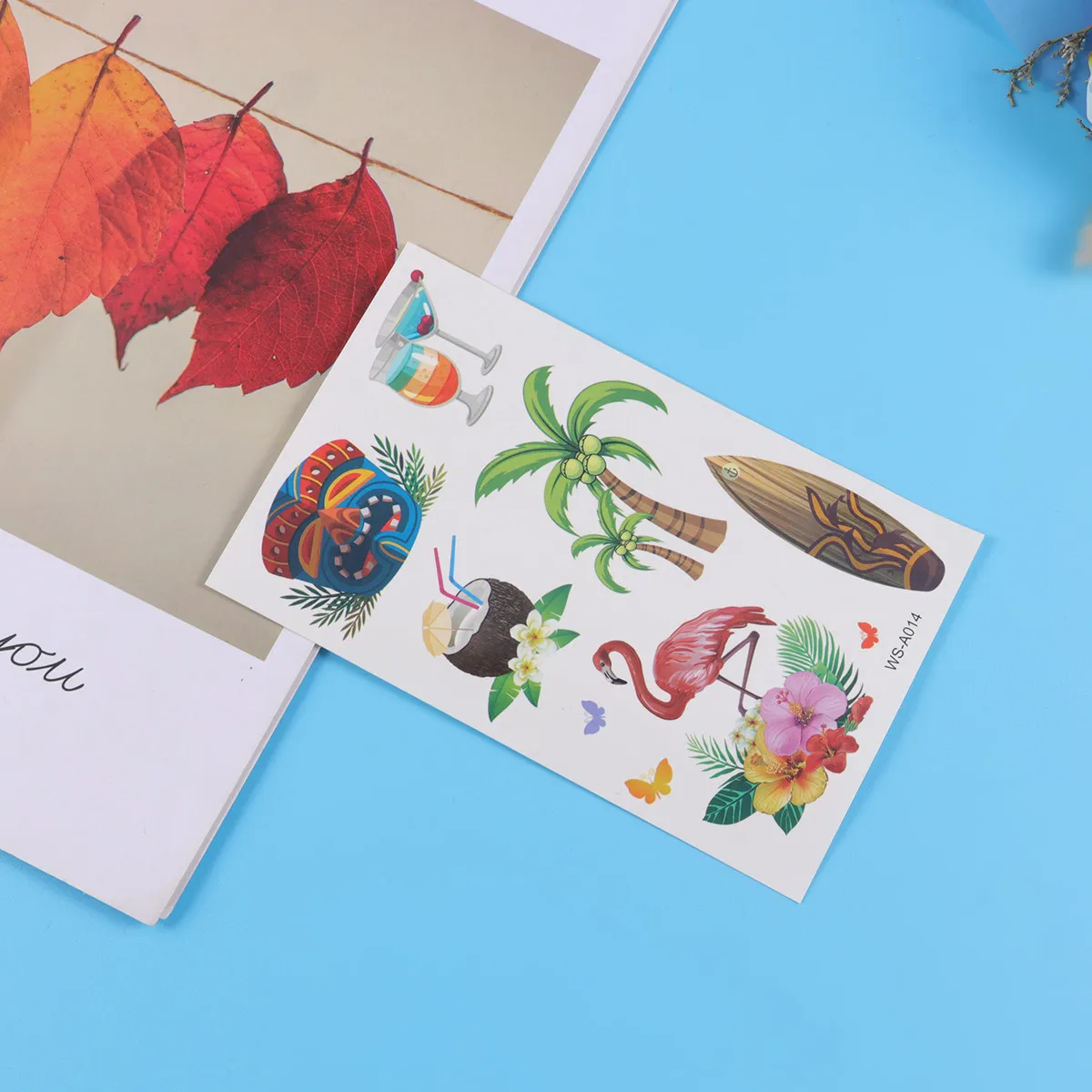 

10 листов временных татуировок-наклеек: тропические, мультяшные, гавайские, водонепроницаемые, устойчивые к поту, легко наносятся и удаляются, для лица и тела