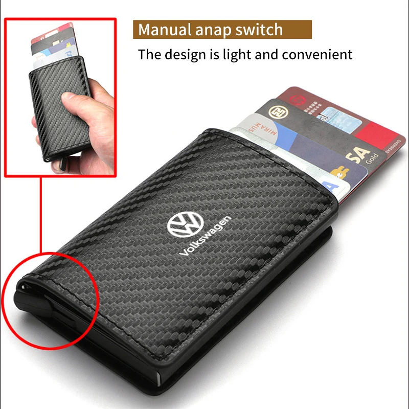 Carbon Fiber Credit ID Bank Card Holder Men Wallets Car Accessories For Volkswagen VW Golf 4 6 GTI Tiguan Passat B5 MK5 MK6 Polo