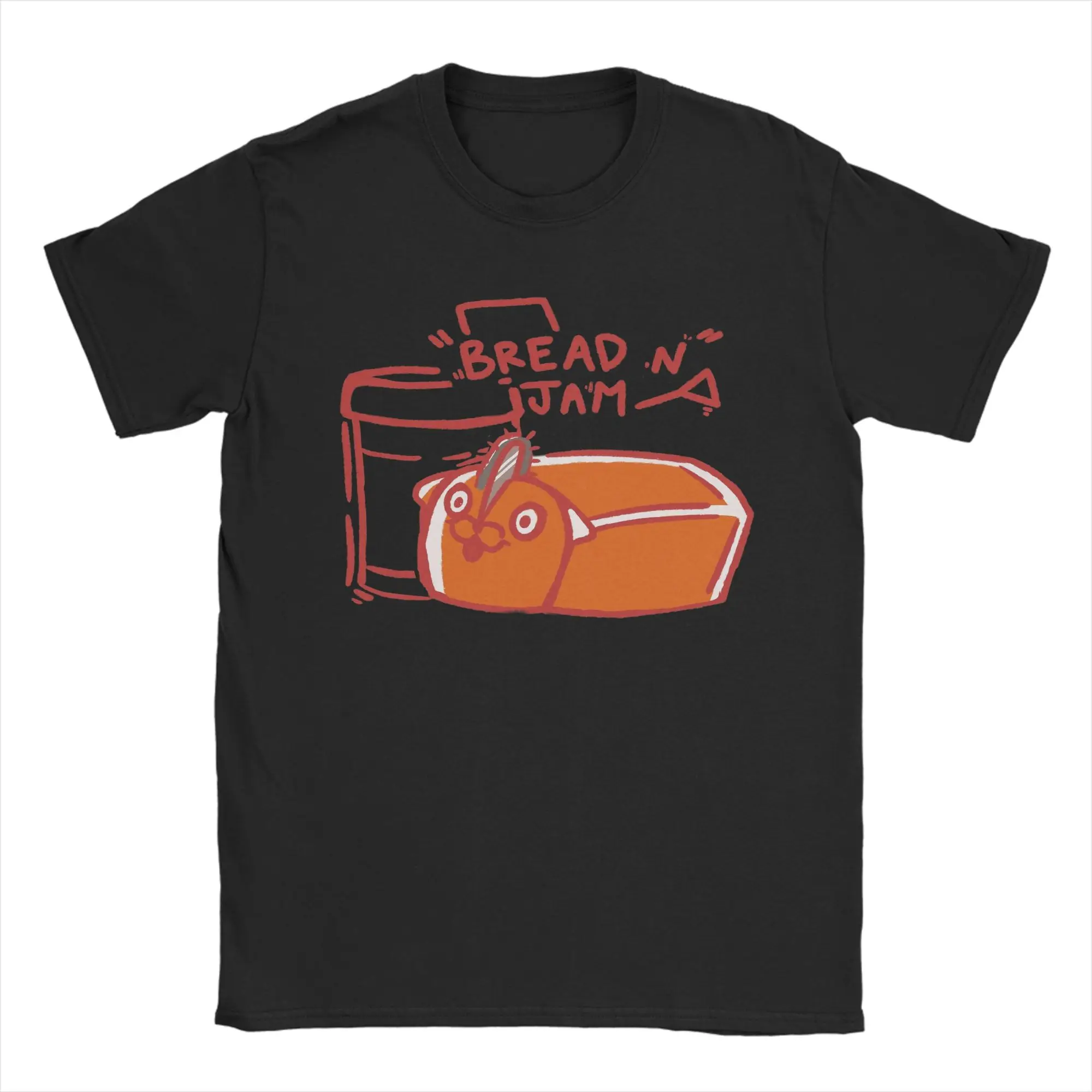 Camiseta Pochita Bread N Jam Chainsaw Man, camisetas Harajuku de manga corta Y2K, camiseta divertida de verano de algodón puro con cuello redondo, camisetas 5XL 6XL