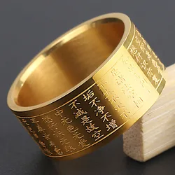 Buddhist Scriptures Men's Amulet Thumb Lucky Ring Men Buddha Titanium Rings For Male Women Band Gifts Accessories