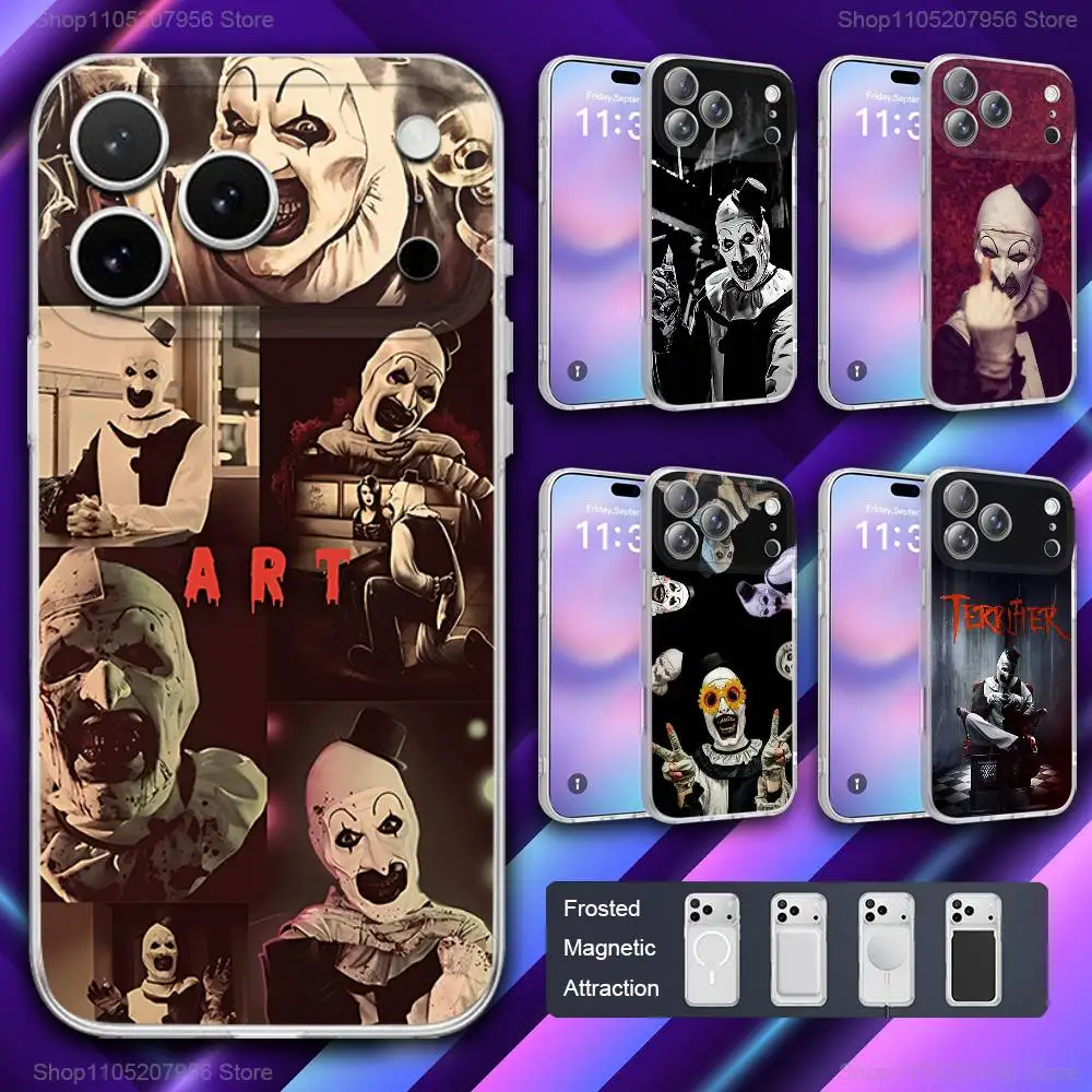

T-TerrifierS A-Art C-Clown Phone Case For iPhone 11,12,15,14,13,17,16,Pro,Plus,E,Max,Air,Mini Magnetic Frosted Cover