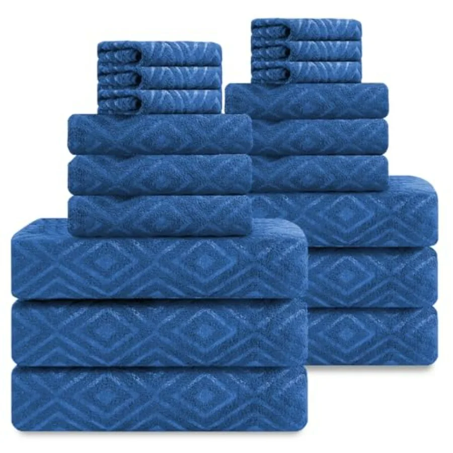 Bath towel set: microfiber, navy blue, highly absorbent and quick-dry, for bathroom use