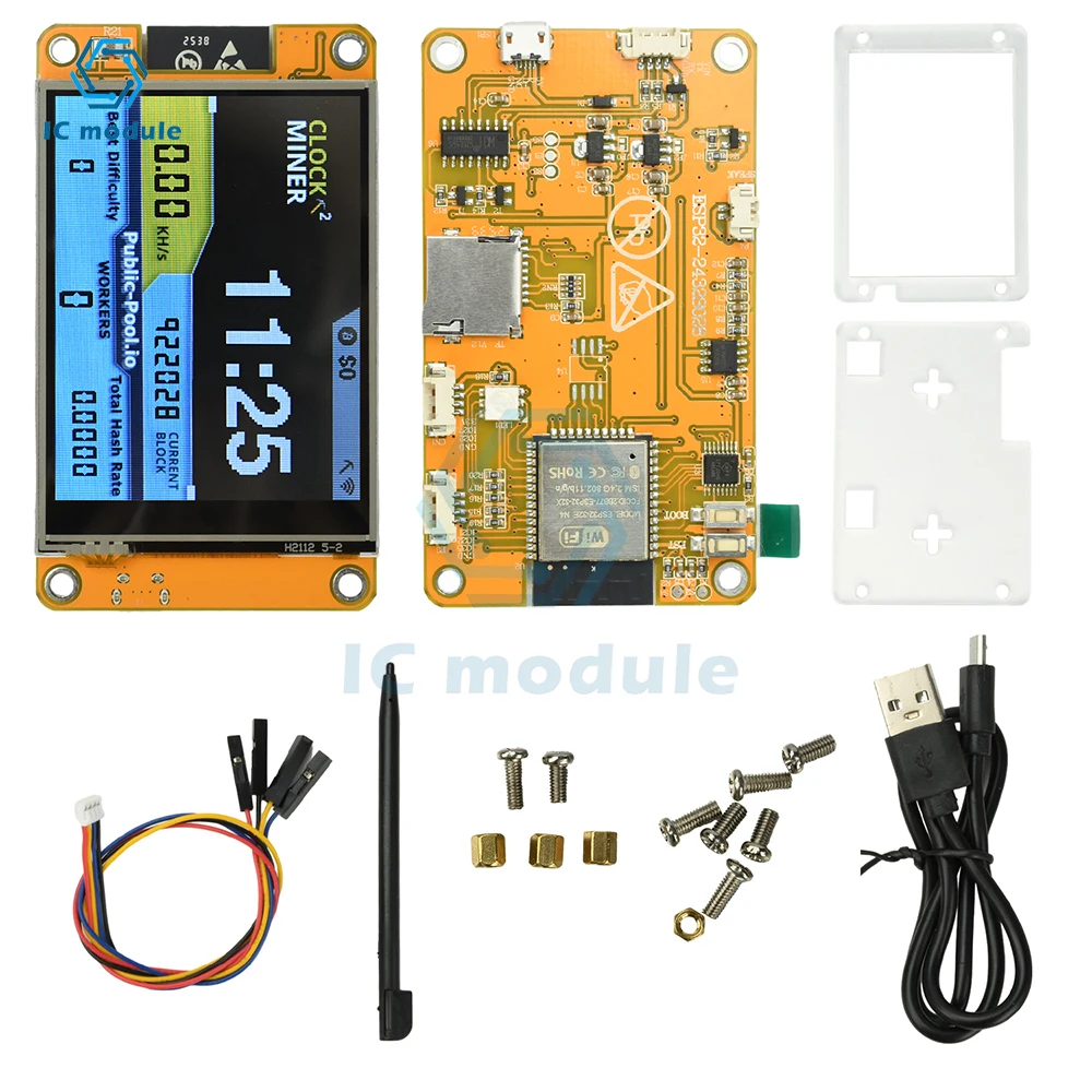 

ESP32 2.8-inch OLED Display Development Board ESP32-2432S028 Lucky Miner Hashrate 355Kh/s Hash Rate Operation with Micro USB