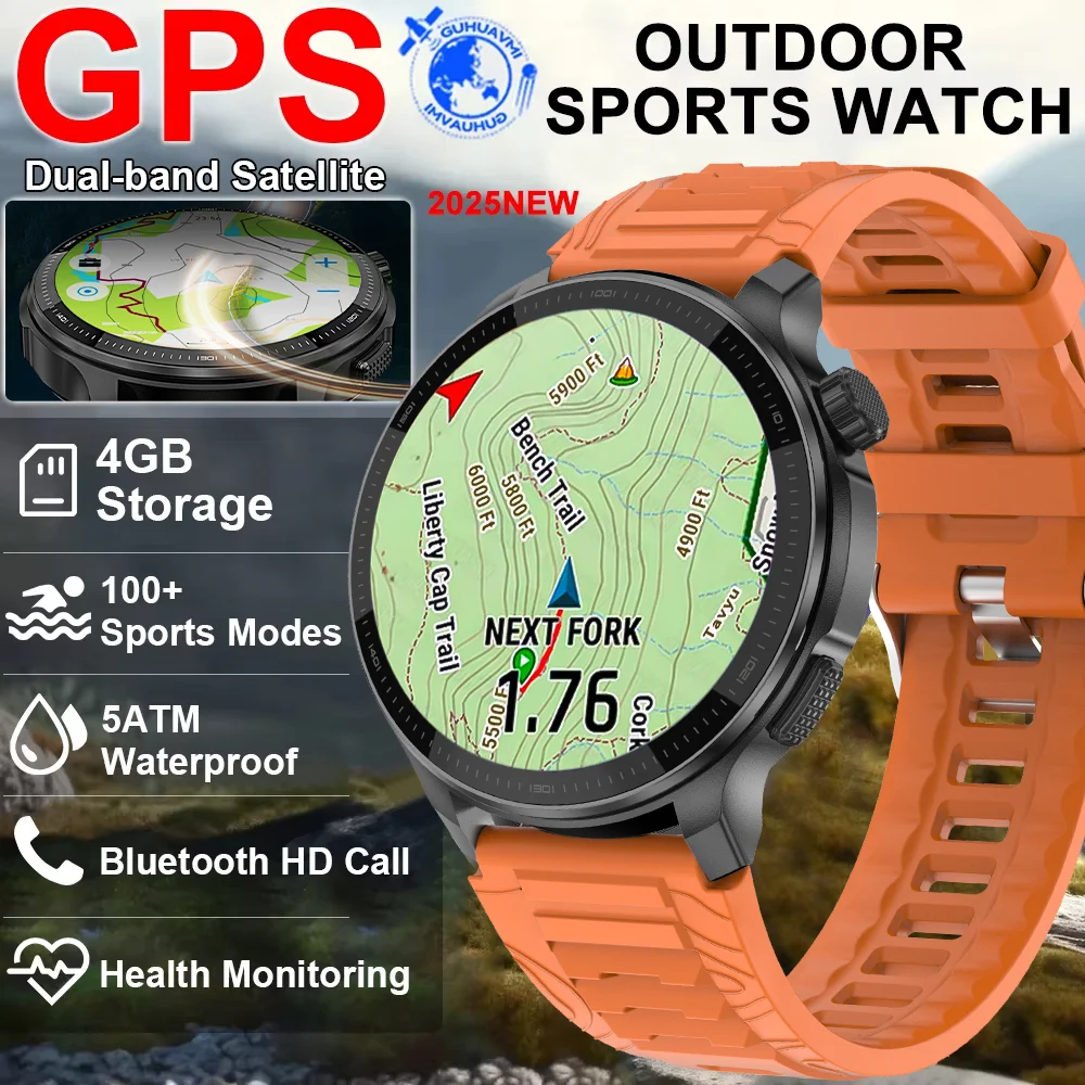 Nuovo T-Rex Accurate GPS Smartwatch Mappa offline incorporata Memoria da 4 GB 5ATM IP69K Nuoto Impermeabile Uomo Sport all'aria aperta Smart Watch