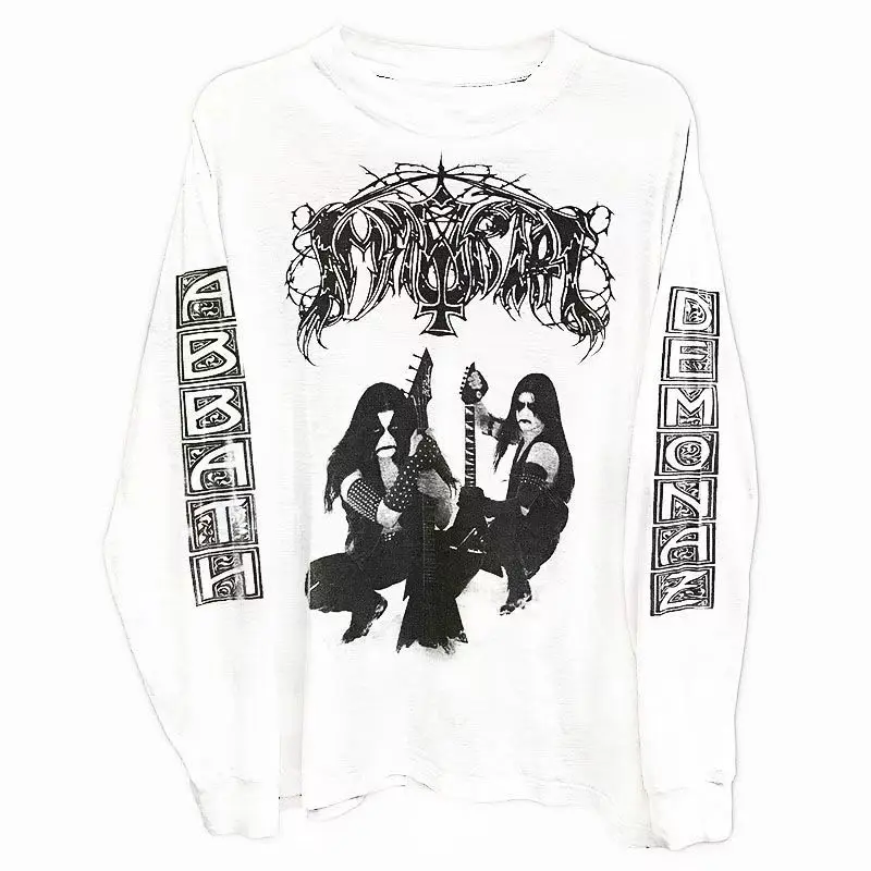 

Y2k осенне-зимняя одежда для мужчин и женщин Harajuku Rock Band футболка большого размера с длинными рукавами в стиле хип-хоп готический графический хлопковый топ