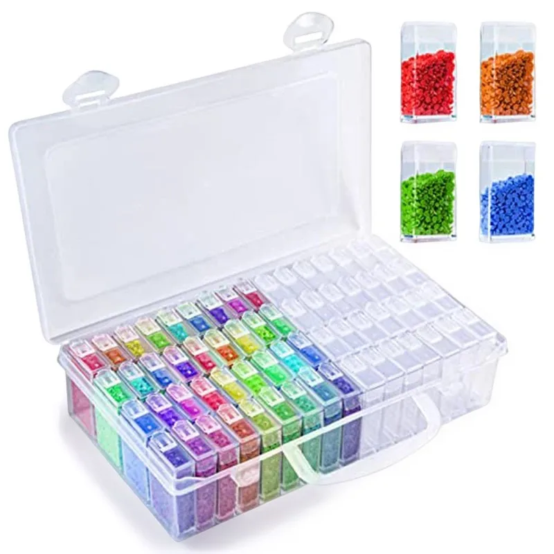 

64 84 Grids Diamond Painting Storage Box Portable Seed Bead Organizer Case DIY Nail Art Plastic Container