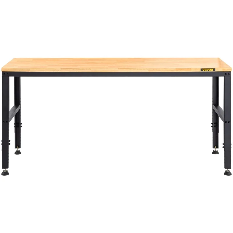 

Adjustable Height Workbench 48" L x 20" W x 38.1" H with Hardwood Top, Metal Frame, Foot Pads, Power Outlets, 2000 lbs Capacity – Ideal for Garage, Office, Home