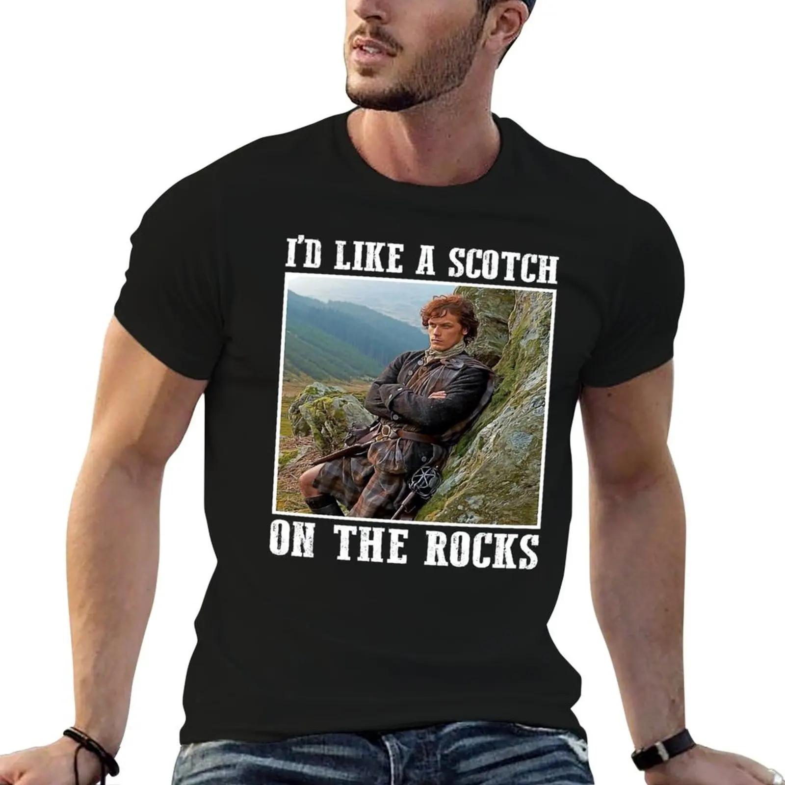 

I'd Like a Scotch on the Rocks Outlander T-Shirt man t shirts for men man t shirts high quality luxury brand T-Shirt