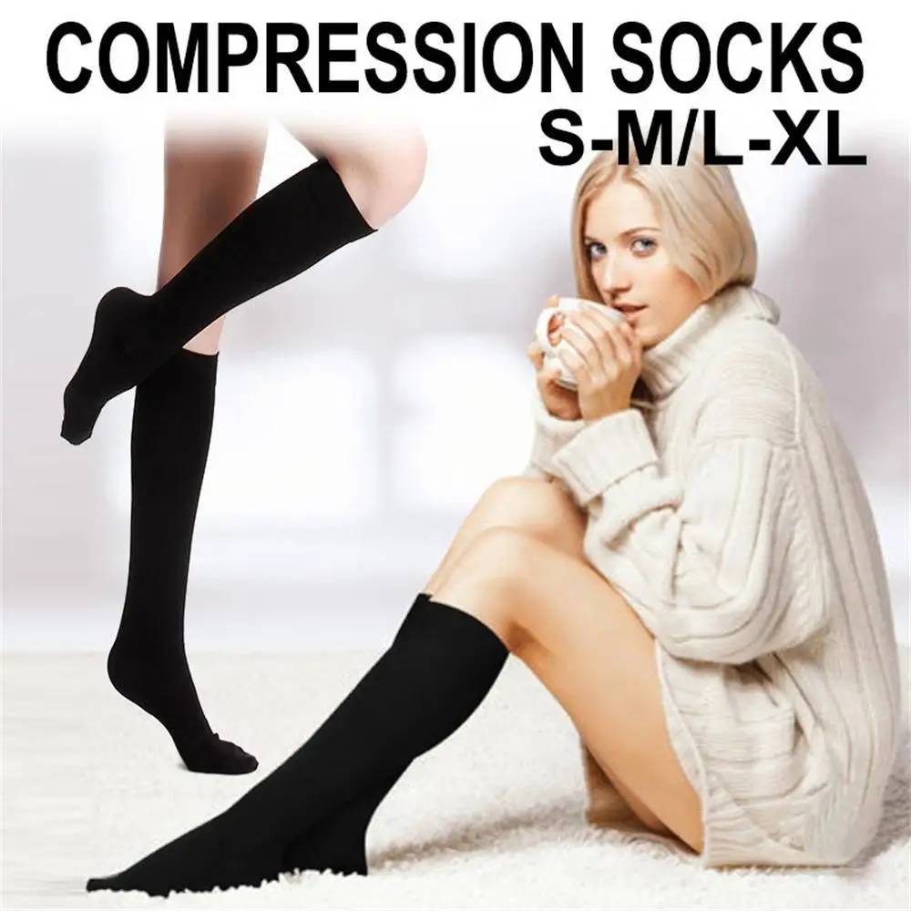 Fashion Knee High Compression Socks Stretchy Solid Color Leg Support Knee Sock Pain Relief Women Men