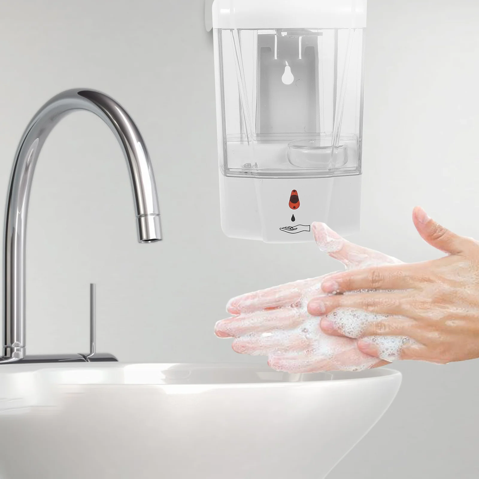 

ABS Material Automatic Sensor Soap Dispenser Wall Mounted No Dripping Easy to Set Up Sanitary Touchless Operation